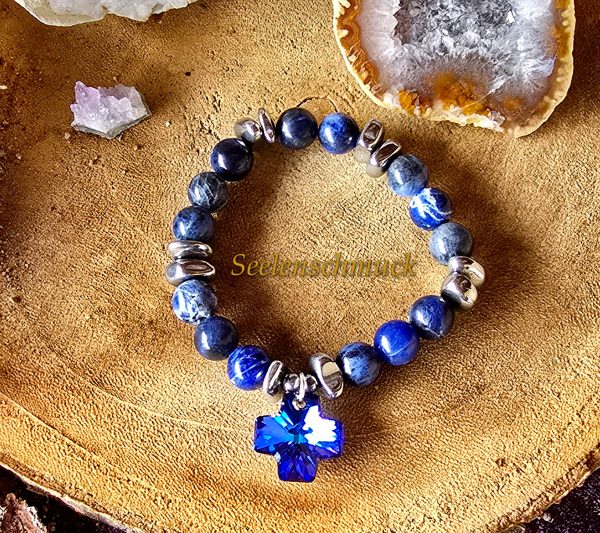 Chakra - Armband Sodaltih mit Swarovski-Kreuz – Bild 4