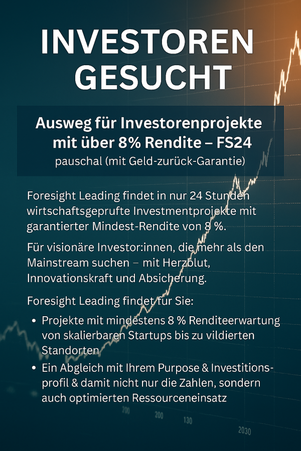 Investorenprojekte stabil durch Wertschöpfung mit über 8 % Rendite – FS24 (pauschal - mit Geld-zurück-Garantie)